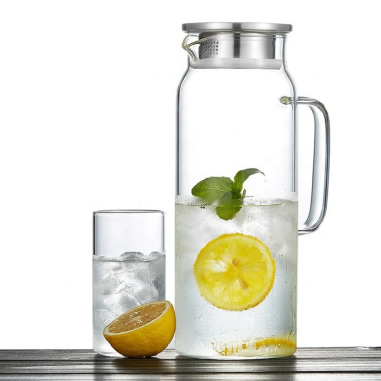 스테인리스 스틸 뚜껑이 있는 1500ml 유리 투수