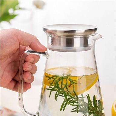 SS 뚜껑이 있는 1800ml 유리 투수