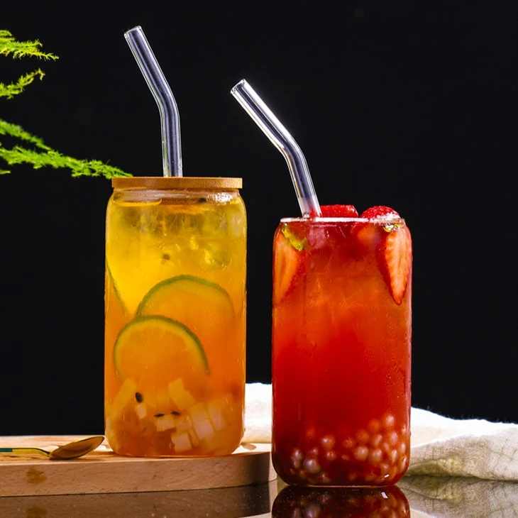 Glass Bottle With Glass Straw